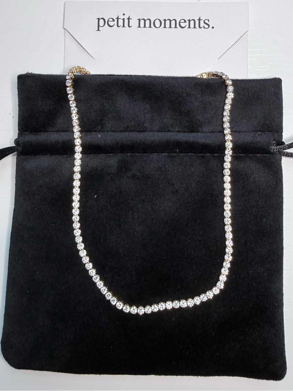 petit moments Gold Tennis Necklace with Clear Crystals